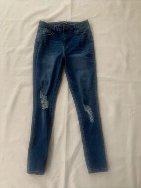 Fashion Nova Dark Blue Ripped Skinny Jeans